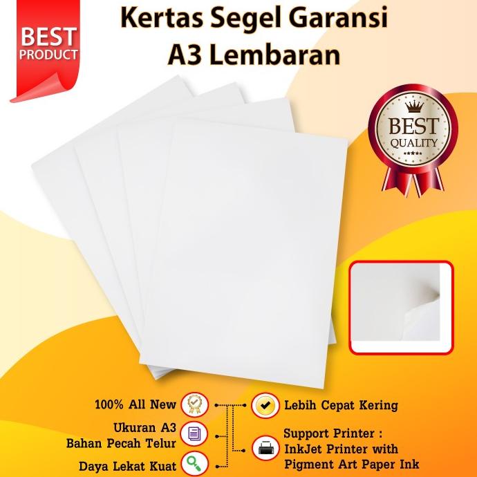

Kertas Segel A3 Premium Sticker Garansi Stiker Pecah Telur Putih Polos Star