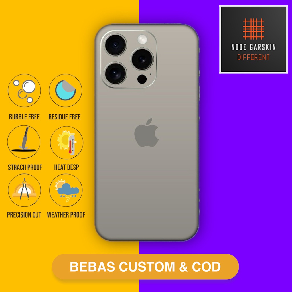 Garskin Skin iphone 15 Pro Fullbody Atau Backonly natural titanium  - Vinyl Protector