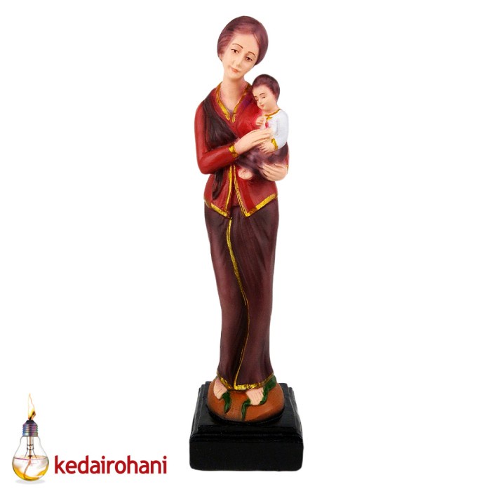 Patung Bunda Maria Jawa Gendong Yesus 30 cm Hiasan Rohani Arca Fiber