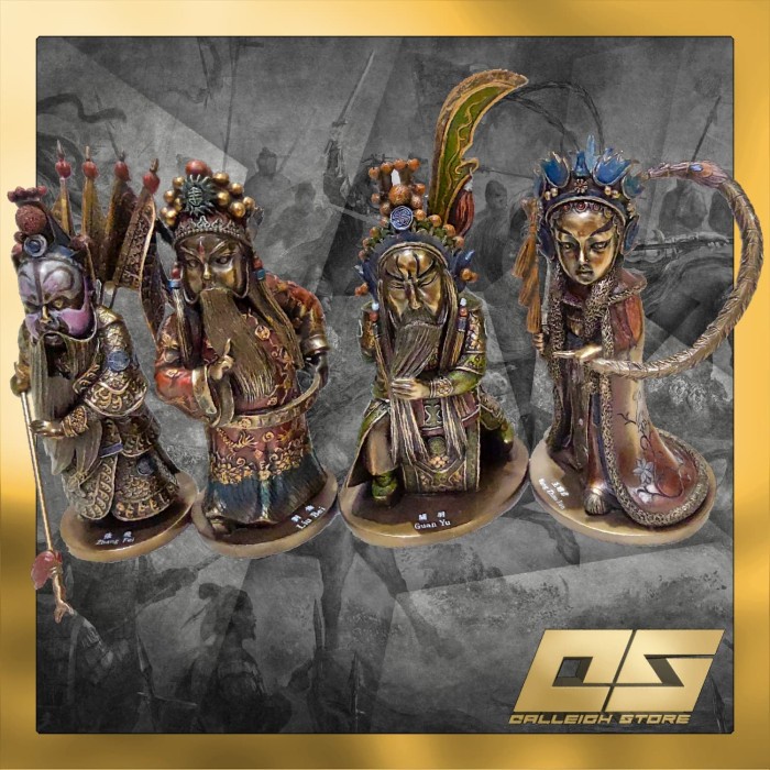 PATUNG SET FIGURE STATUE ZHANG FEI LIU BEI WANG ZHAO JUN GUAN YU