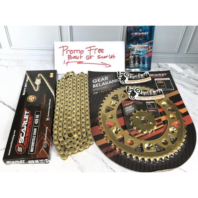 Gear Set Crf 150L Scarlet Harian Trabas Supermoto Ukuran Gear 428 Ger