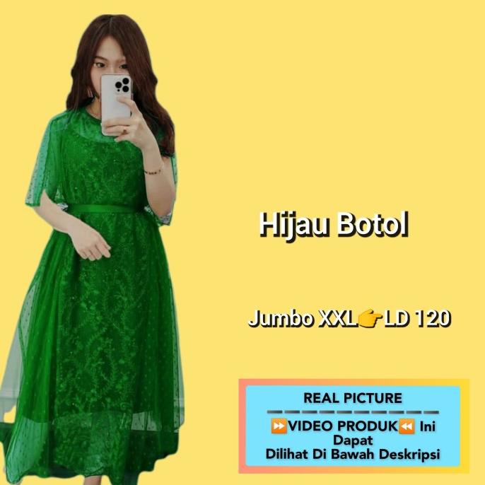 Natal // Baju Pesta Wanita Gaun Natal Korea Jumbo Bigsize Riana Dress Putih Berkualitas