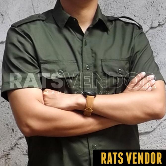 Kemeja Outdoor / Lapangan / Gunung / Pdl Lengan Pendek Hijau Army