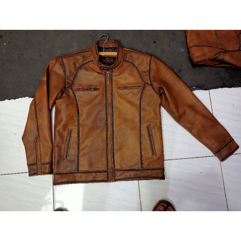 Jaket Kulit Domba Asli Sulam Wosh