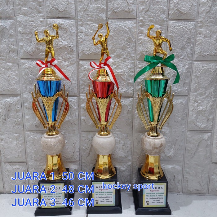 Promo Trophy Piala Tenis Meja Piala Voli Piala Badminton Kaca Marmer 123 Set