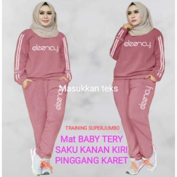 Baju Kaos Setelan Wanita Training Trening Senam Set Celana Katun Adem