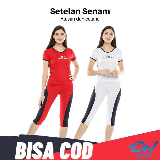 Baju Senam Wanita Jumbo / Set Pakaian Senam Wanita Merah Putih