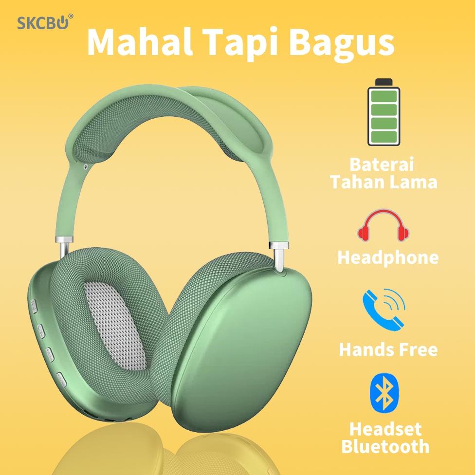 Kualitas No 1 SKCBO Headphone Bluetooth Wireless P9 Headset Gaming Hifi Stereo Bass Original Sound T