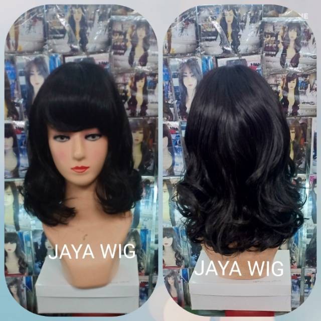 Wig Curly Sebahu Rambut Palsu Wanita Keriting Pendek