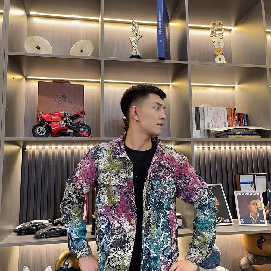 Jaket Polo Kerah Bunga Pelangi Pria, Atasan Baru