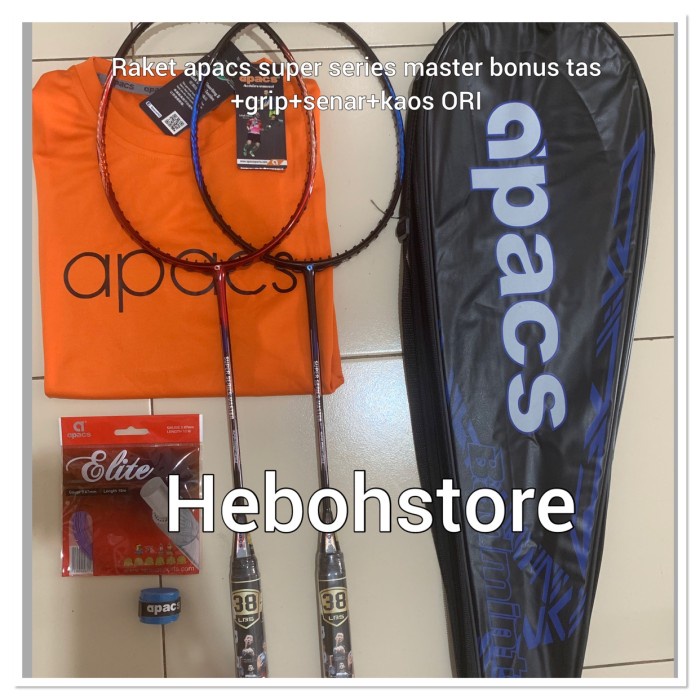 Raket Badminton Apacs Super Series Master Komplit Tas +Senar+Grip+Kaos Terpopuler