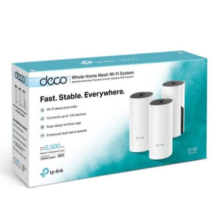 TP-Link Deco M4 AC1200 Whole Home Mesh Wi-Fi System - Hitam, Putih