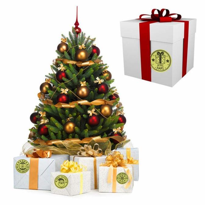 

Sticker Natal Isi 500 Metalik Emas Stiker Kado Natal Merry Christmas Stok Terbatas