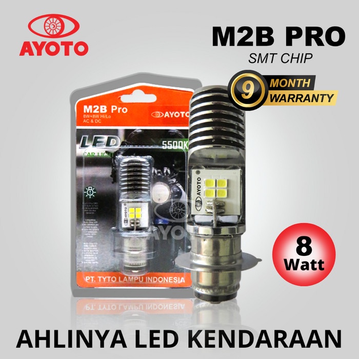 Lampu Led Utama Motor Bebek Matic Ayoto M2B Pro H6 Ac Dc Pnp 8 Watt