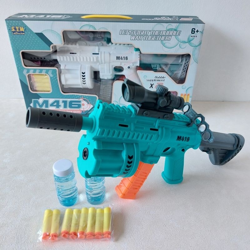 Mainan Tembakan M416 2in1 Nerf bubble Sabun Ada Suara Lampu