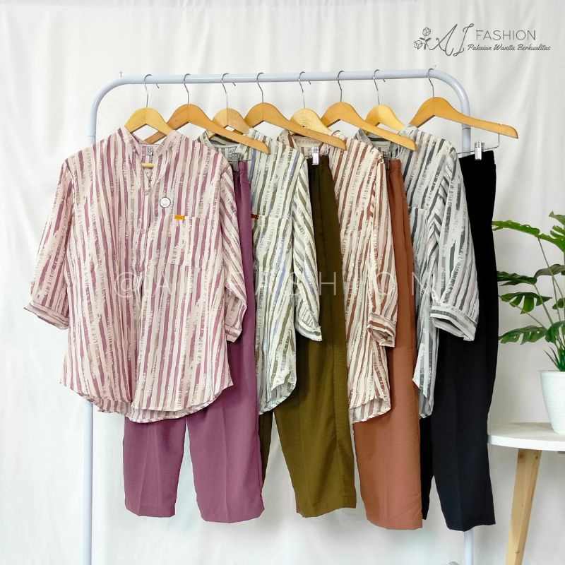 One Set Busui Setelan Wanita Crinkle Airflow Premium