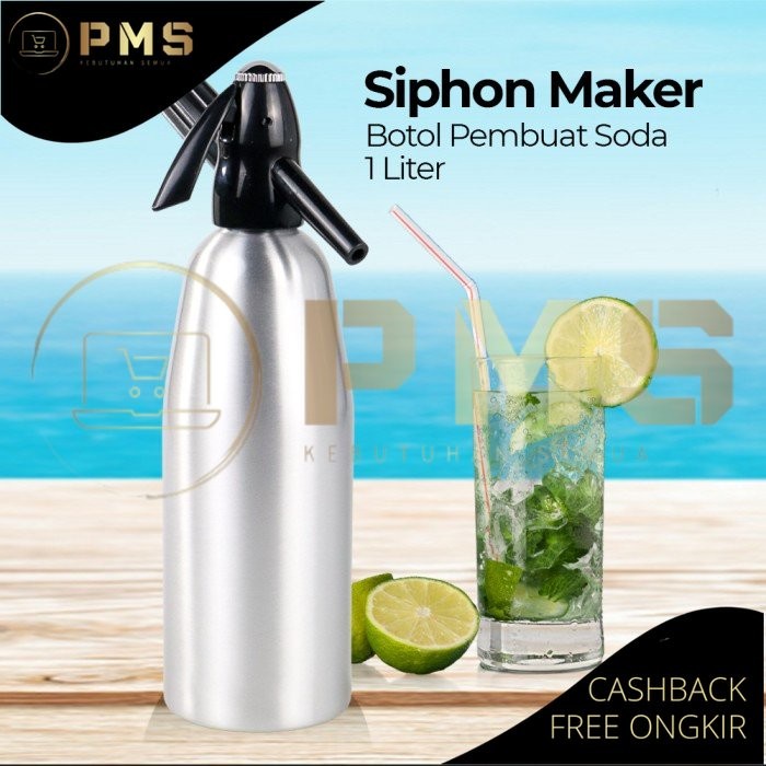 

✅Ready Botol Pembuat Soda Siphon Maker Diy Bartender Co2 1L Sd My Silver Diskon