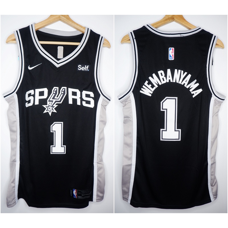 JERSEY BASKET SPURS #1 WEMBANYAMA HITAM 23/24