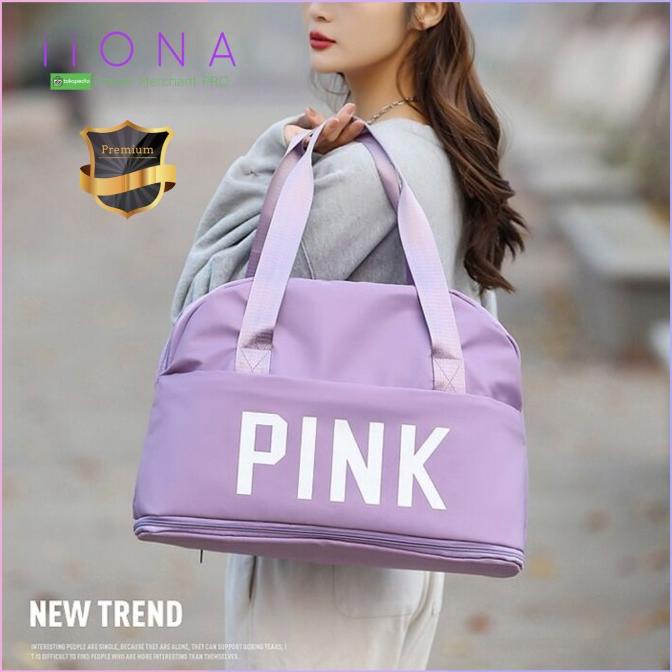 Tas Travel Bag Duffle Pink Fashion Tas Gym Piknik Jinjing Wanita Korea