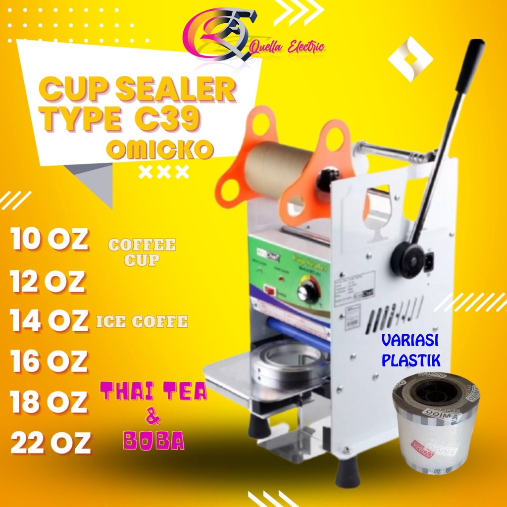 OMICKO C-39 MESIN CUP SEALER SEMUA UKURAN AQUA GELAS 12 , 14 , 16 , 18 , 22 OZ