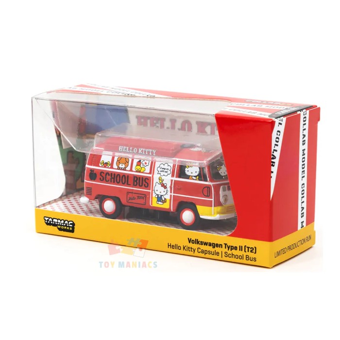 ✅COD Tarmac T64S-010-Hk Vw Type Ii T2 School Bus Hello Kitty Red Schuco Diskon