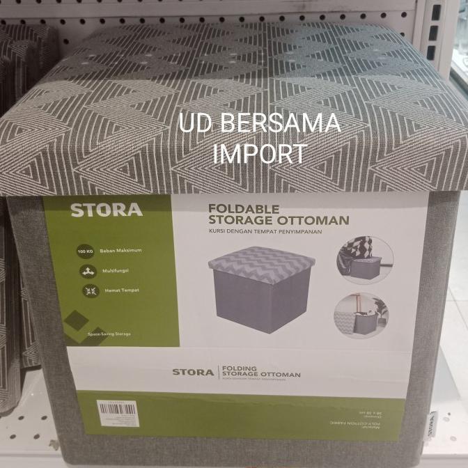 Stora Bangku Ottoman Lipat Zigzag/Bangku Multifungsi/Penyimpanan-Grey Ghinakareema