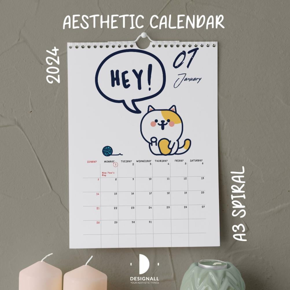 

[ZZR] DESIGNALL KALENDER DINDING AESTHETIC 2024 A3 SPIRAL CF TERLARIS
