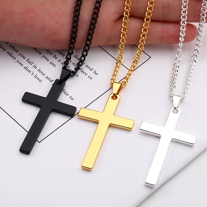 Flash Sale Kalung Salib Jesus Pria Wanita Polos Anti Karat Keren Good Quality / Kalung Kristen / Kal