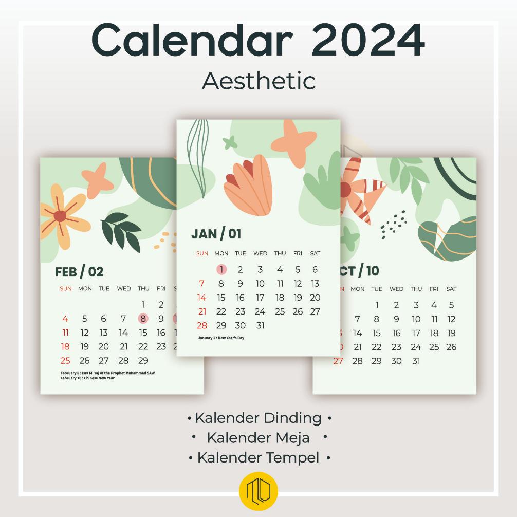 [ZZR] KALENDER DINDING AESTHETIC 2024 / KALENDER MEJA AESTHETIC 2024 / KALENDER TEMPEL AESTHETIC 202