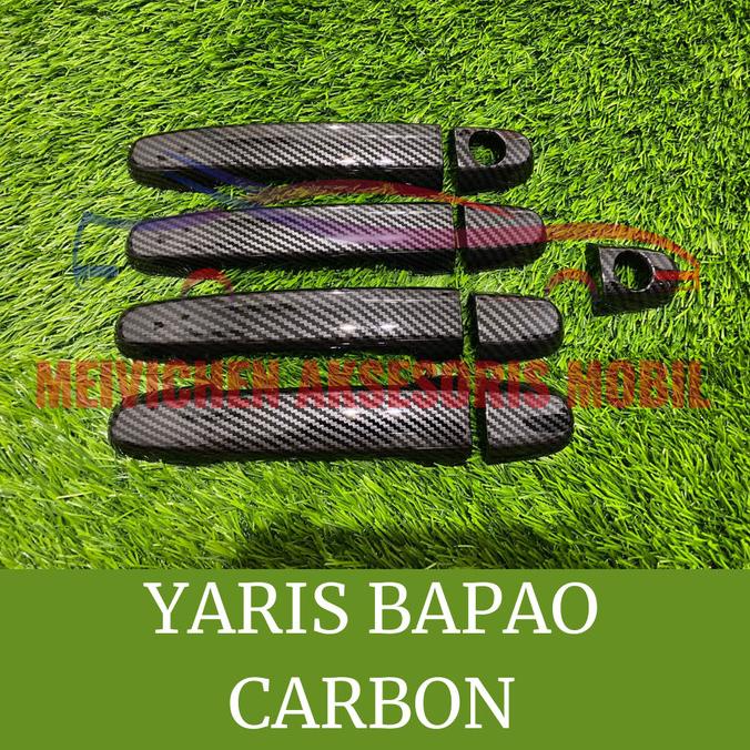 COVER HANDLE GAGANG PINTU MOBIL YARIS BAPAO BAKPAO FULL CARBON New Top