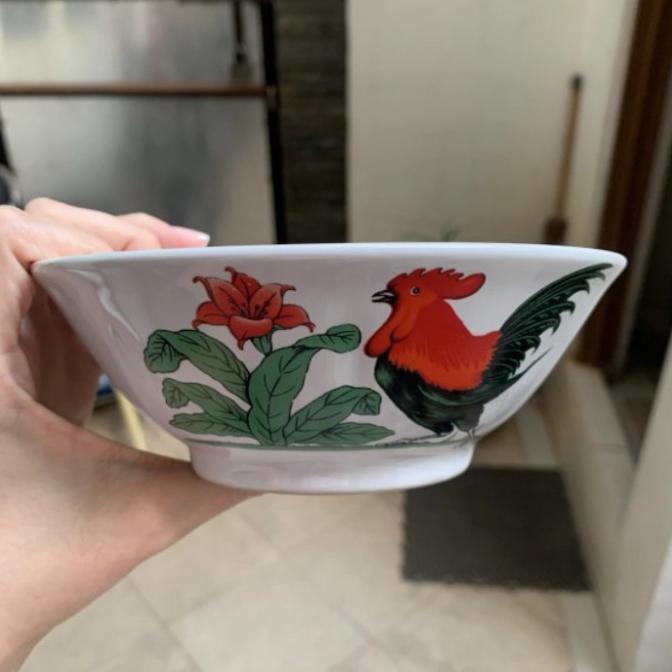 Mangkok Keramik Baso Mie motif Ayam Jago 6 inch Lucky (1 lusin) HFS