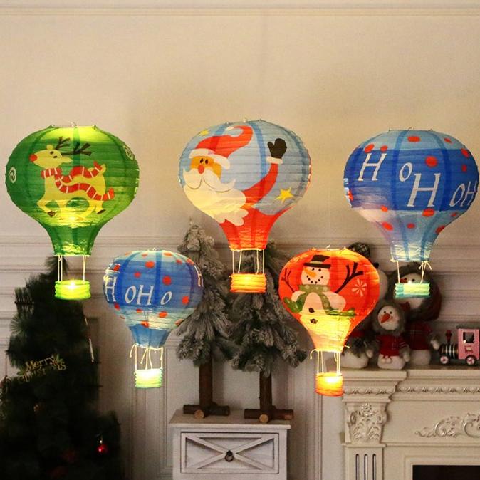 Diskon Besar Lampion Santa Snowman Bola Gantungan Pohon Natal Topi Kertas Honeycomb Ornamen Natal Ch