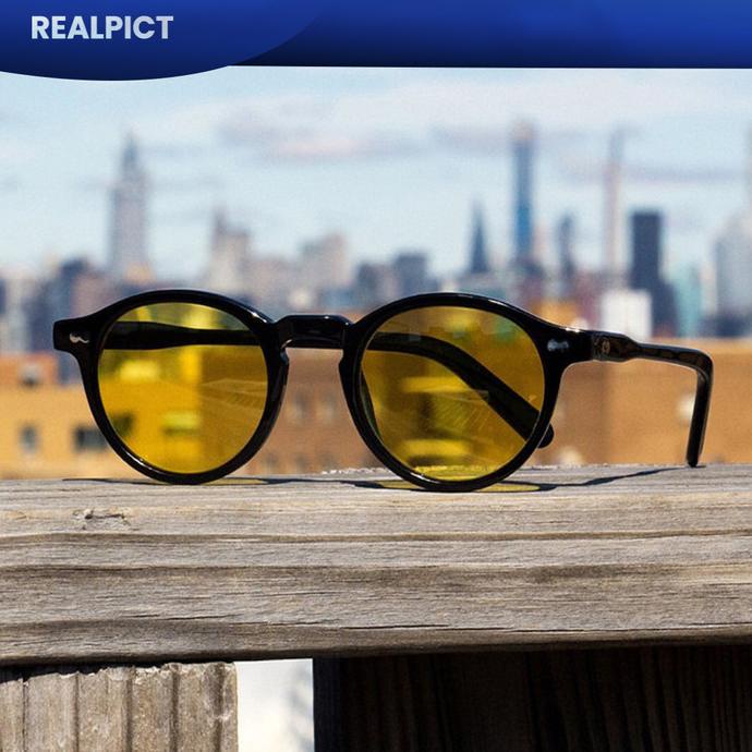 Gratis Ongkir Kacamata Hitam Sunglasses Anti Uv Frame Bulat Pria Wanita - Iooi 13028 Promo