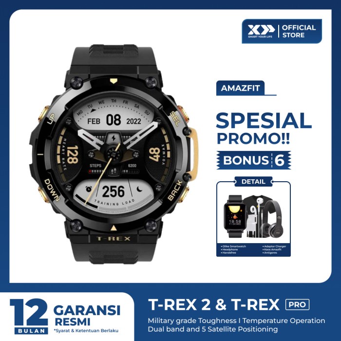 AMAZFIT T-REX 2 & T-REX PRO SMARTWATCH MILITARY GRADE - GARANSI RESMI