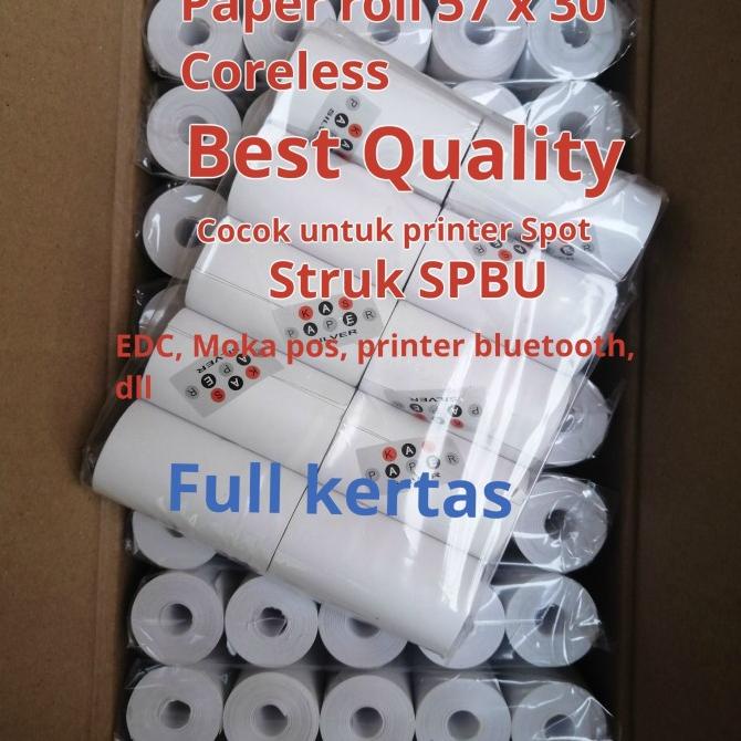 

(ISI 100roll) Kertas Kasir Thermal Paper Roll 57 x 30 / 57x30 polos