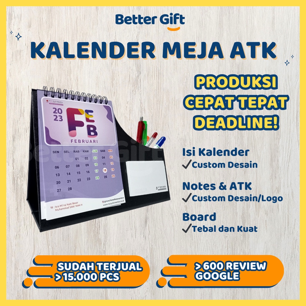 

Kalender Meja Custom BTKM ATK01 - Kalender Duduk 2024 Souvenir Unik Merchandise Promosi Perusahaan