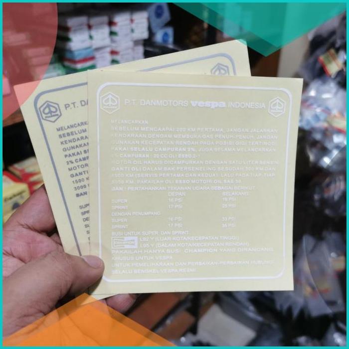 Sticker Running in putih transparant PT danmotor Vespa Super sprint 16