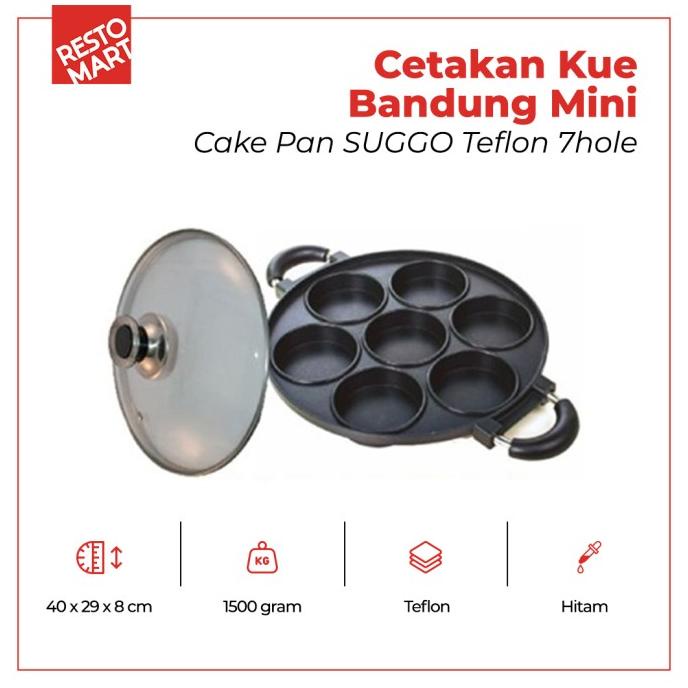 Cetakan Kue Bandung Mini / Cake Pan RESTOMART Teflon 7hole (2294034)