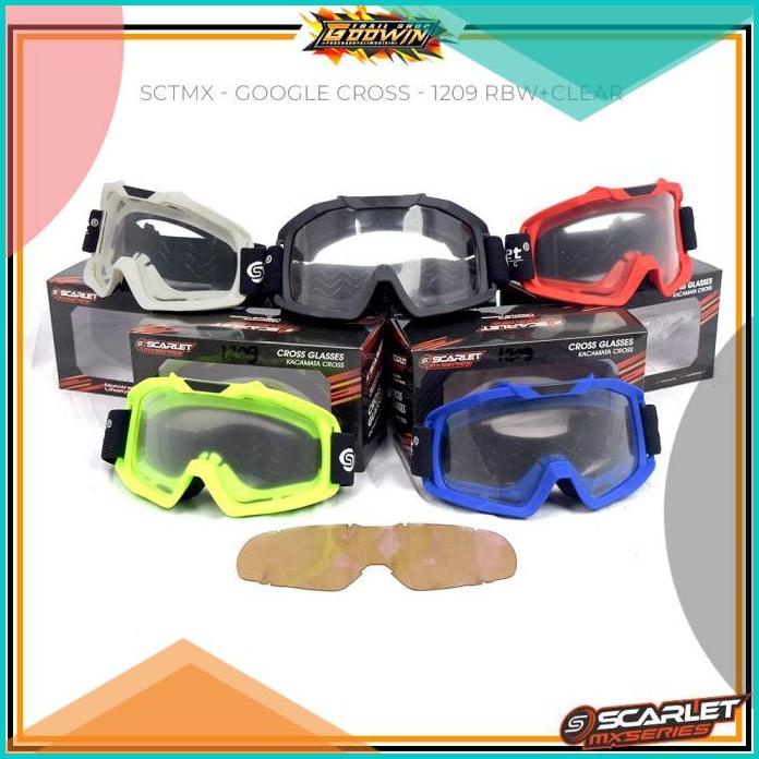 Kacamata Google Cross SCARLET 1209 RBW + Clear Kaca Mata Goggle Helm 1