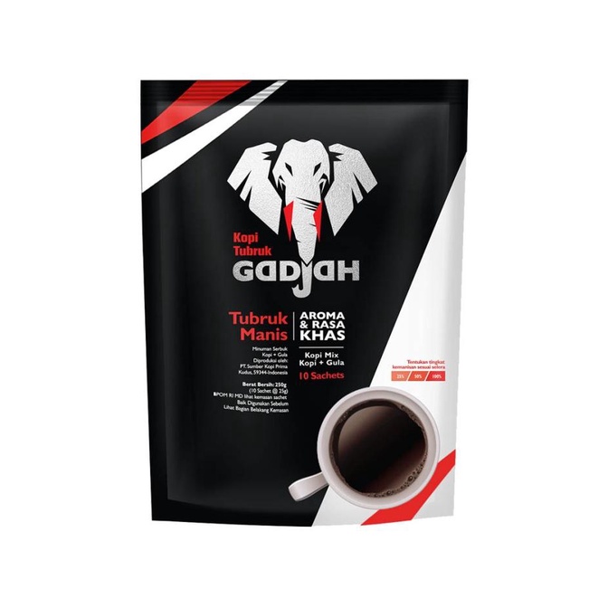 

Kopi Tubruk Gadjah Manis, Kopi + Gula Isi 10 Pcs Sachet 24gr