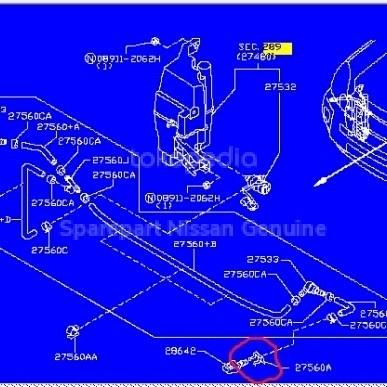 Xtrail t30 t31 bracket nozzle head lamp original nissan