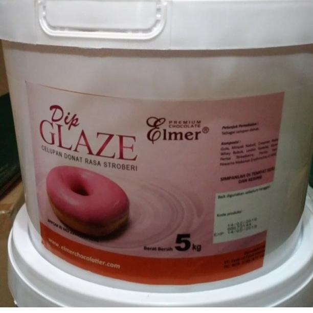 

Laris Elmer Dip Glaze - Topping Donat Strawberry / Stroberi 5kg - Gosend Onl