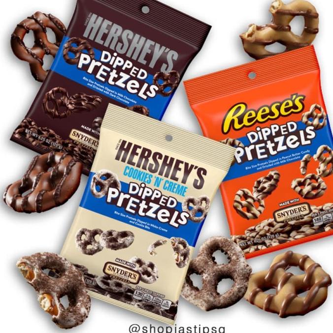 

TERLARIS - Pretzel Lapis Cokelat Hershey's Milk Chocolate Dipped Pretzels 120g