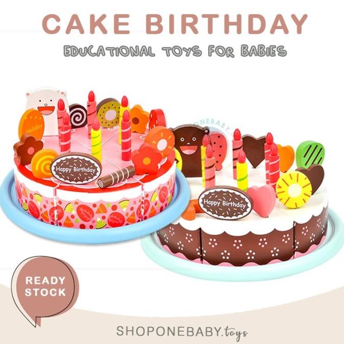 

TERLARIS - Wooden Birthday Cake Toys Mainan Anak Bayi Potong Kue Ulang Tahun Kado