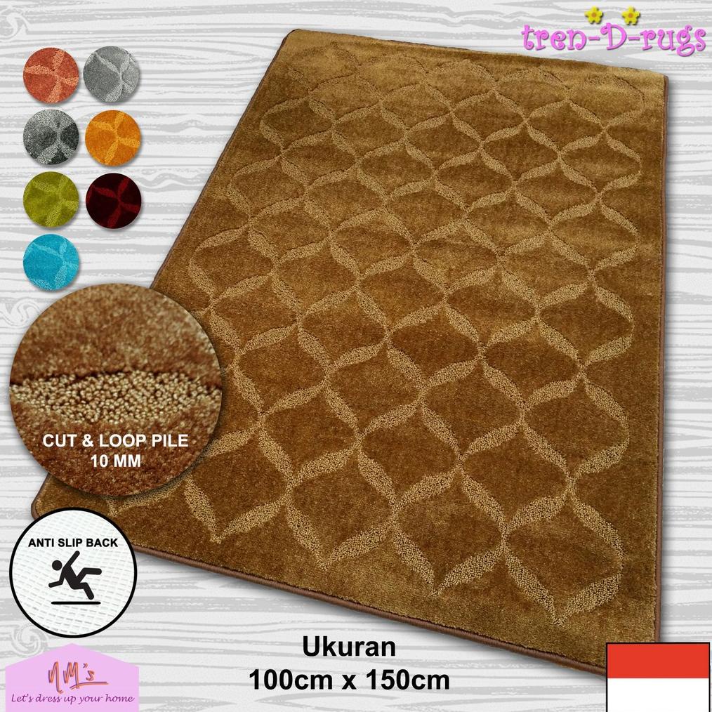 Tren-D-rugs Karpet plush lantai permadani tebal halus motif 3D timbul anti slip 100 cm x 150 cm -NMs
