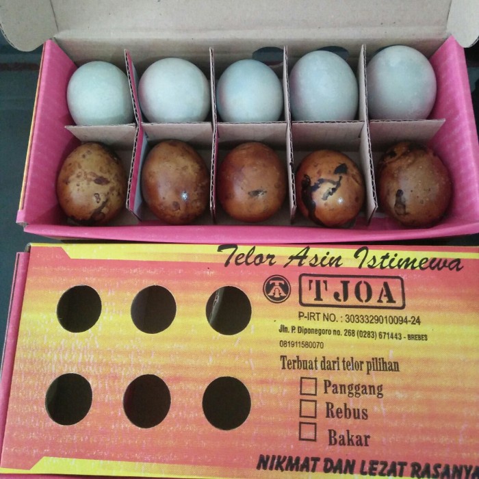 

Telor Asin Mix Rebus Dan Bakar Tjoa (Kemasan Isi 10)