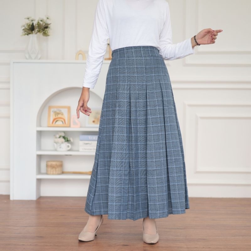 Rok Panjang Rempel Depan Belakang Motif Kotak / Rok Kotak Kotak '