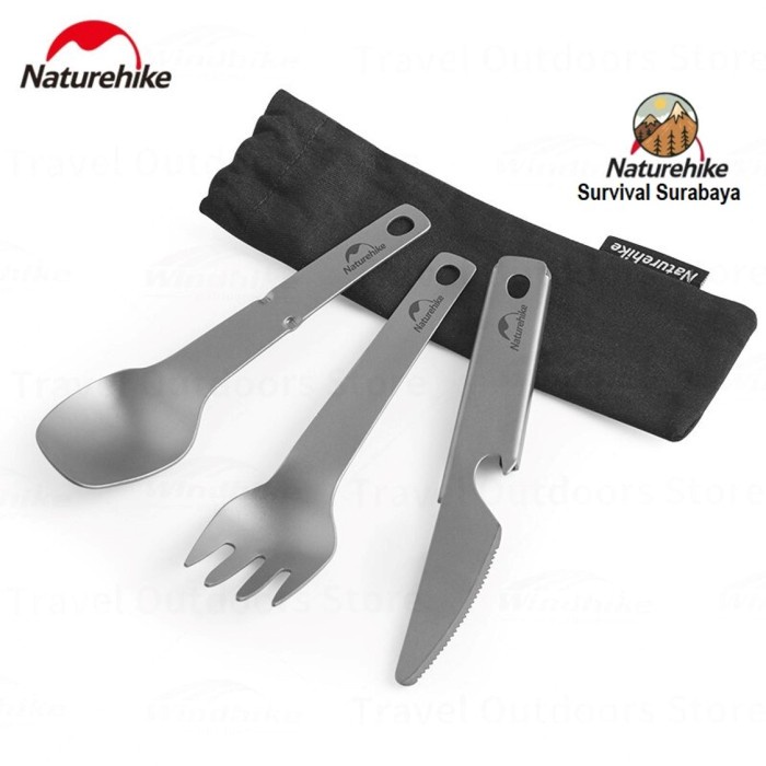 Terbaru Sendok Garpu Pisau Titanium Set Portable Naturehike Cnh22Cj017 Promo Terlaris