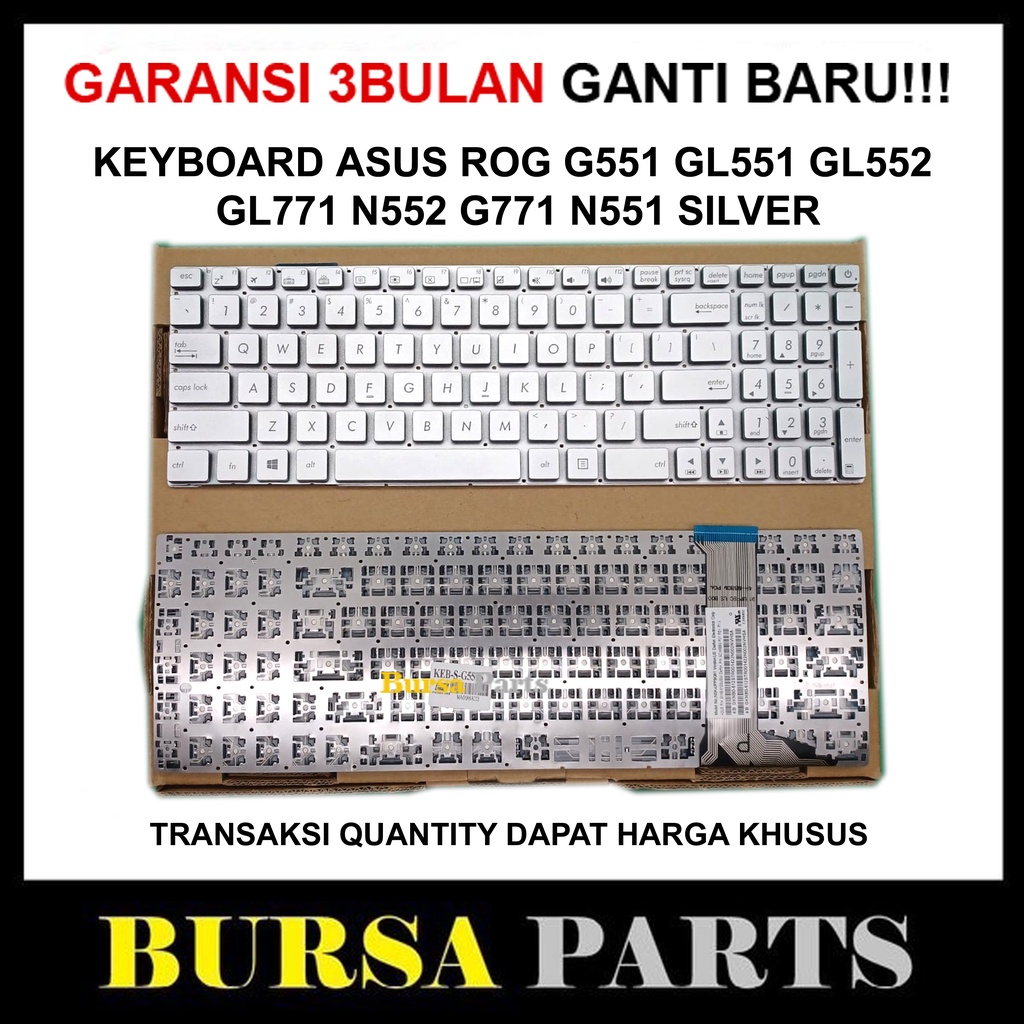 Keyboard Untuk Asus Rog G551 GL552 GL551 GL771 N552 G771 N75 Silver