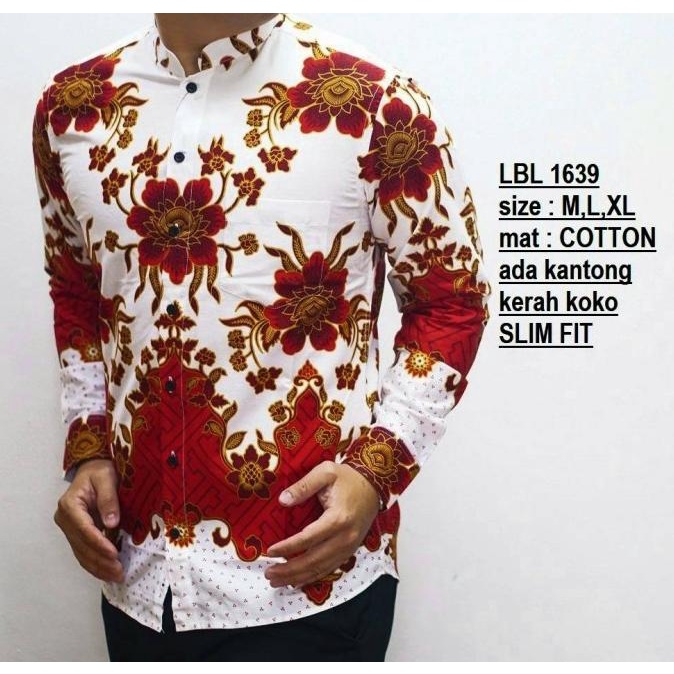 Devan_Batikcollec // Luigi Kemeja Batik Pria Baju Cheongsam Lengan Panjang Merah Imlek 2 Terbaik
